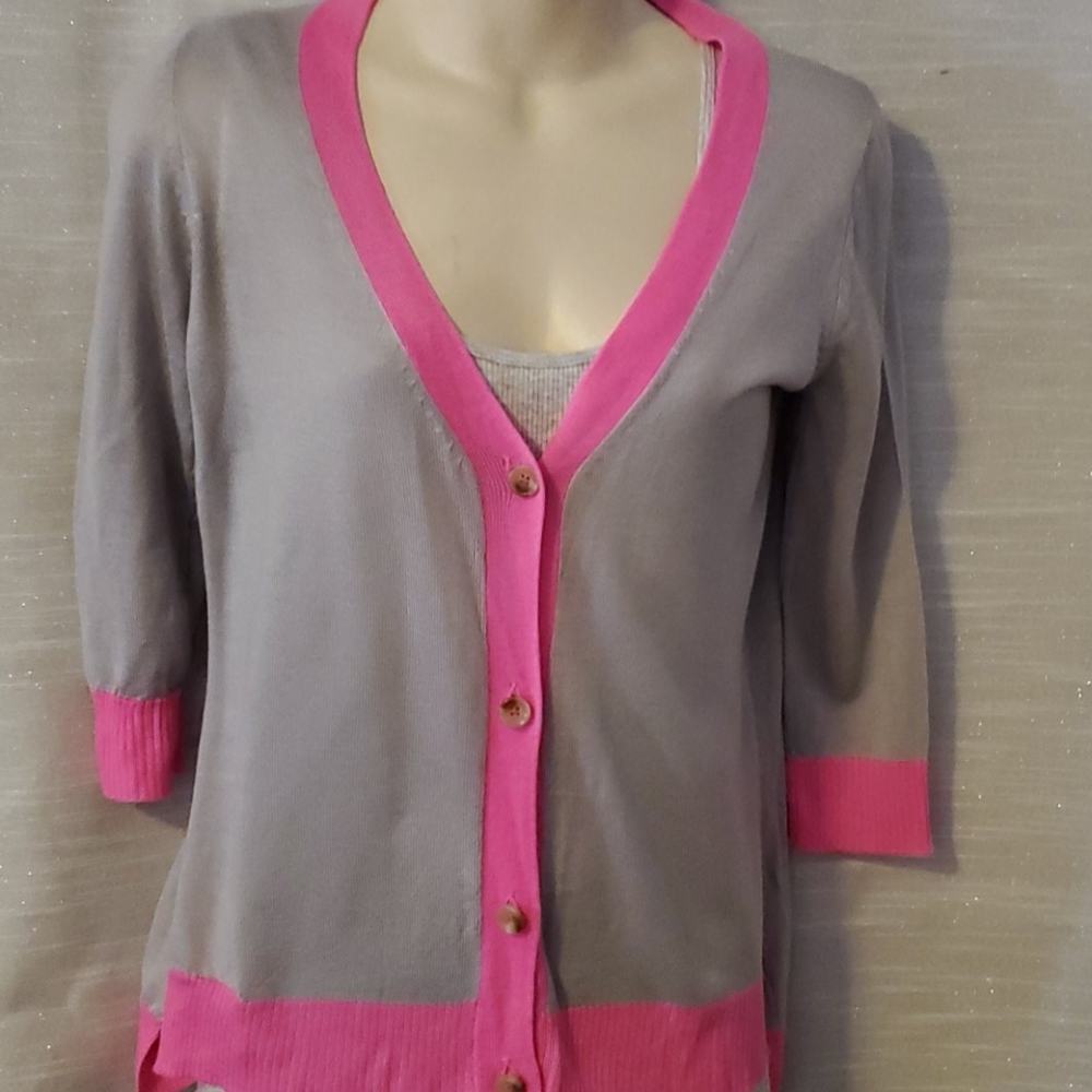 Bright pink trim cardigan